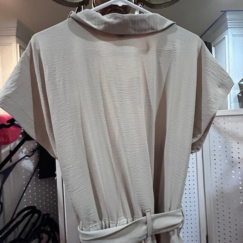 NEW A New Day Womens‎ Utility Button Front Belted Jumper Khaki Size L - Picture 9 of 10
